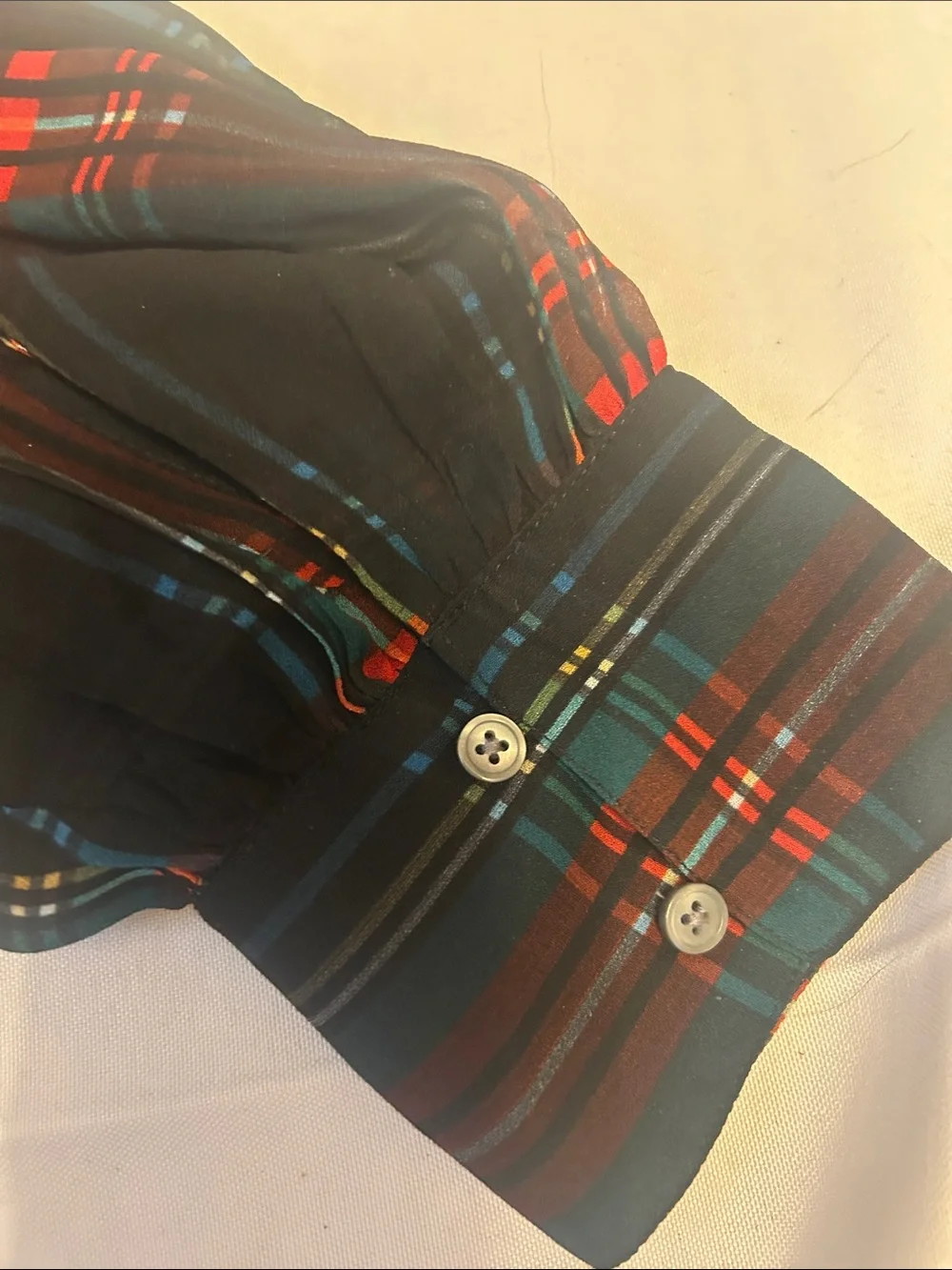 J. Crew Women’s sheer Black Plaid Blouse with Camisole